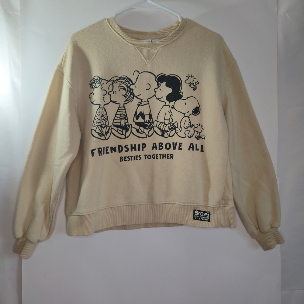 Zara Peanuts Snoopy Friendship Above All Sweatshirt Cream Tan Girls 13-14 164